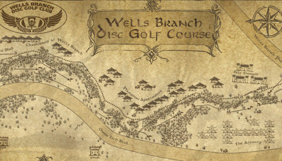 stylized disc golf course map